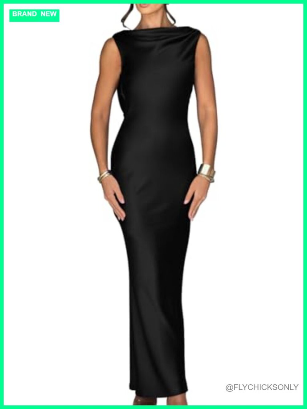 Sleeveless High Neck Tie Satin Maxi Dress Wedding Party